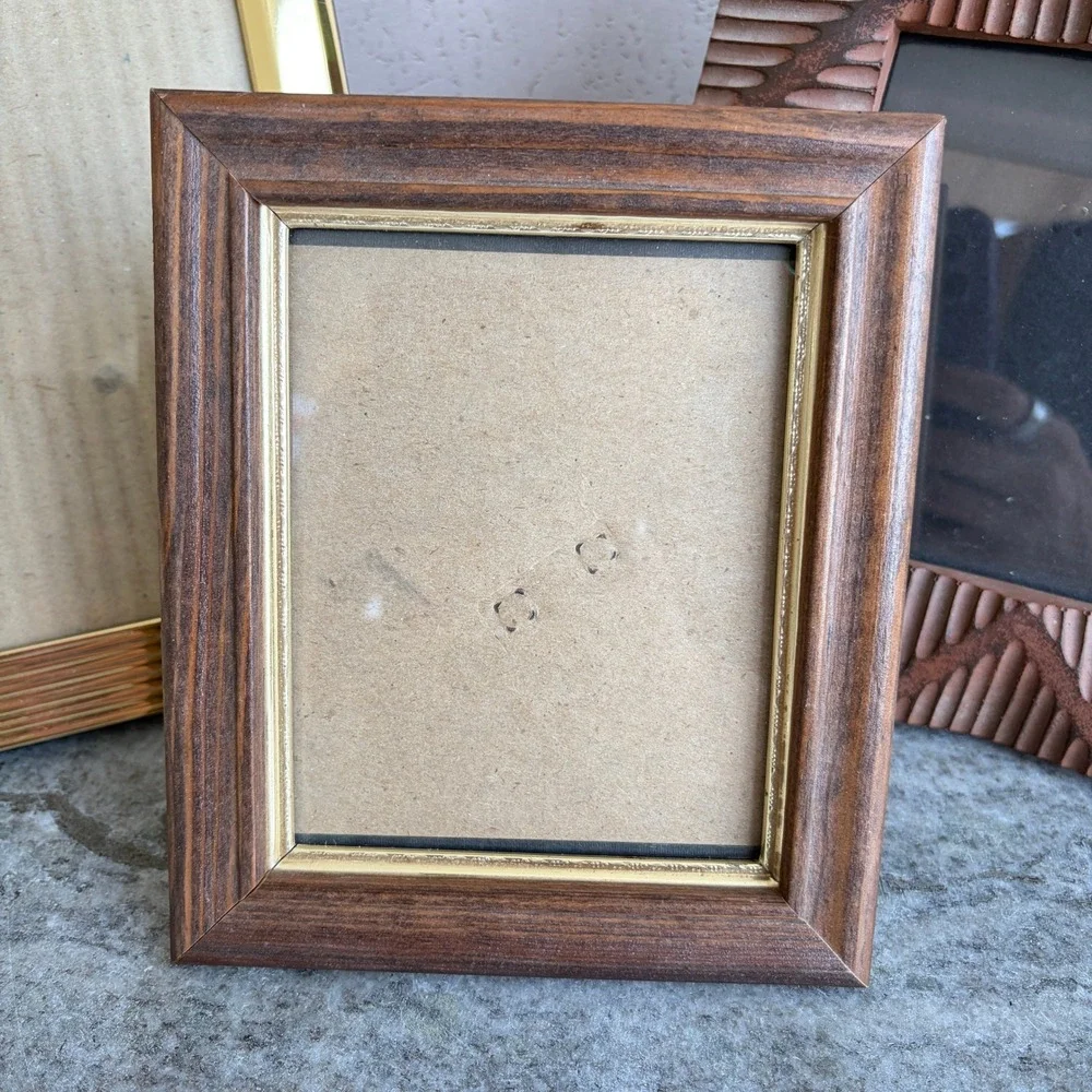 Vintage Picture Frame Set Gold Metal Wood Pier 1 Carved Textured 3 Piece Bundle